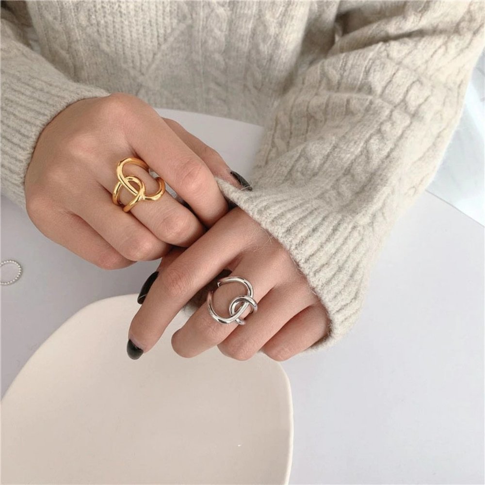 *Gold/Sterling Silver Knot Cross Adjustable Ring - Picture 8 of 15